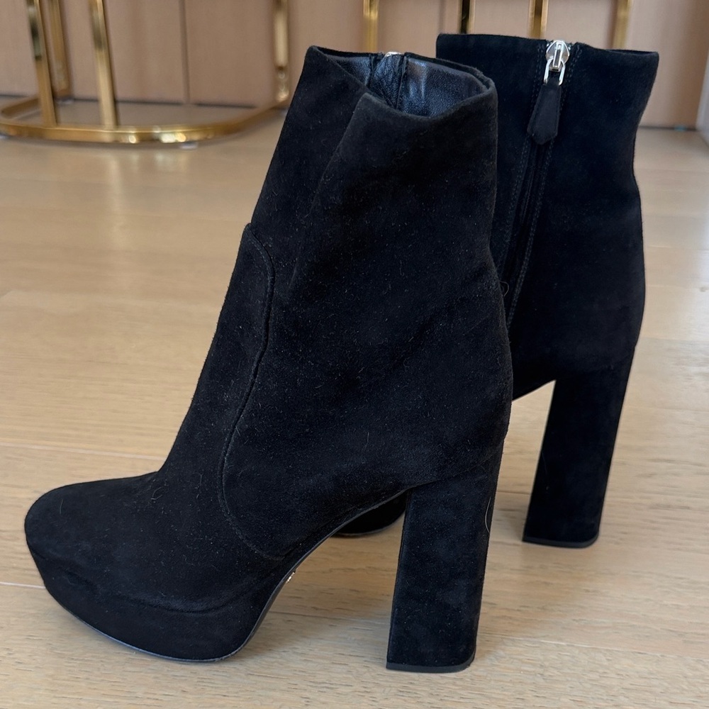 Women's PRADA Black Suede Platform Ankle Boots